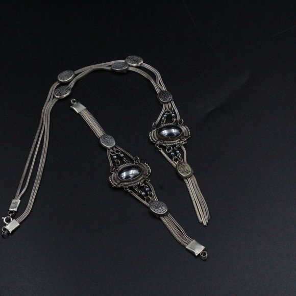 STERLING SILVER ETRUSCAN HEMATITE ANATOLI STYLE NECKLACE SET - Picture 16 of 16